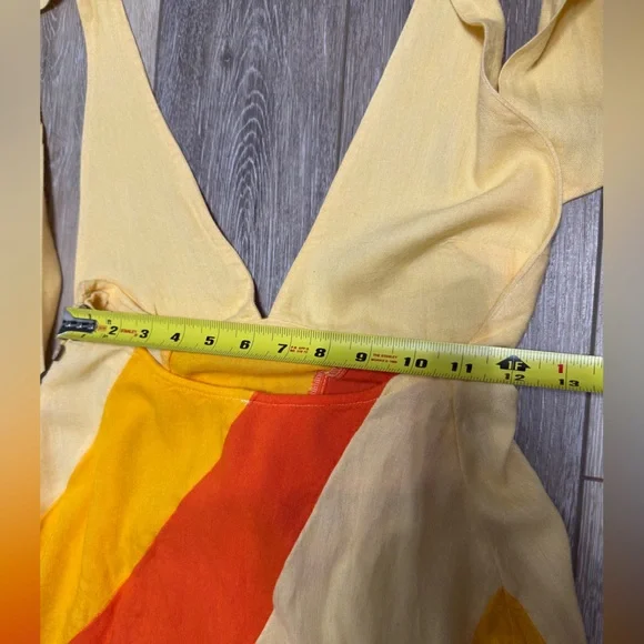 #13)  Free People Yellow and Orange Open Back Maxi Dress - Picture 4 of 6